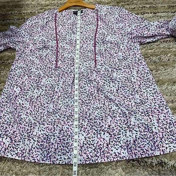 Lane Bryant 14/16 Popover Top Shirt roll tab sleeves notch neck - Picture 10 of 11